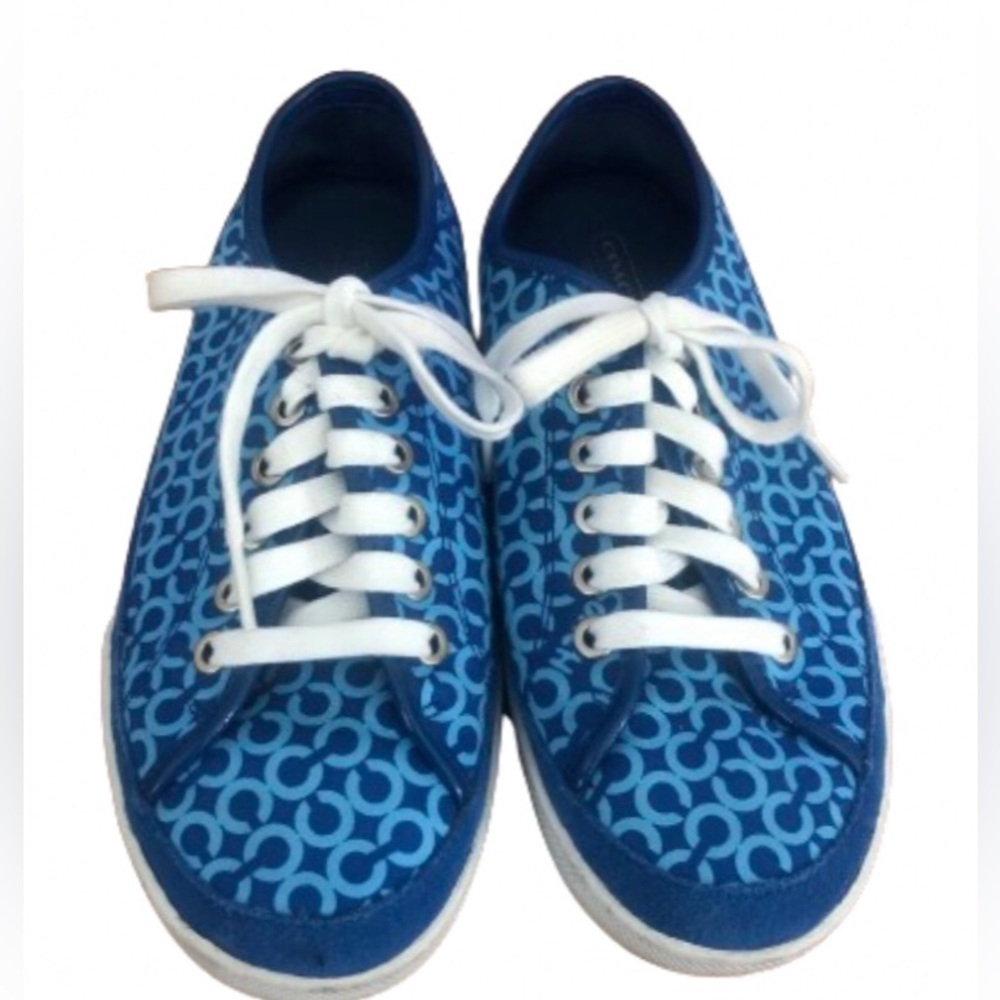 Coach Blue Signature Logo Lace-Up Sneakers
